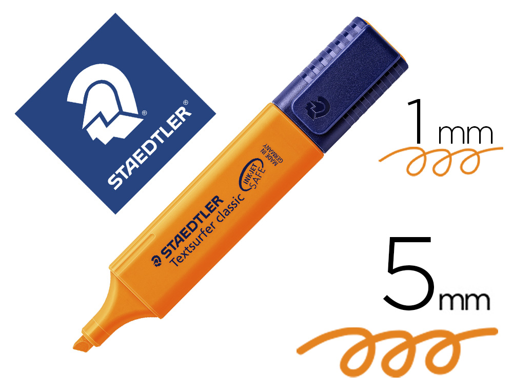 MARCADOR STAEDTLER TEXTSURFER CLASSIC 364 FLUORESCENTE LARANJA