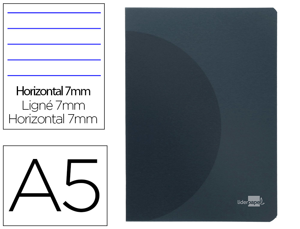 CADERNO AGRAFADO LIDERPAPEL 360 CAPA DE PLASTICO DIN A5 48 F 90 GR PAUTADO COM DUPLA MARGEM CAPA PRETA