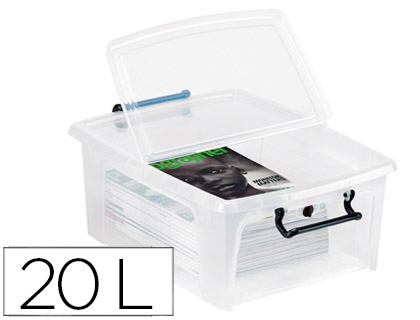 CAIXA DE ARMAZENAGEM CEP 20 LITROS TRANSPARENTE COM TAMPA 460X170X190 MM