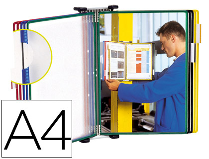 PORTA CATALOGO PAREDE METALICO TARIFOLD COM 10 BOLSAS DIN A4 EM CORES SORTIDAS