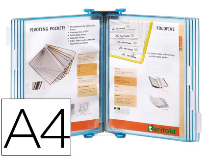PORTA CATALOGO DE PAREDE POLIPROPILENO TARIFOLD COM 10 BOLSAS DIN A4 COR AZUL