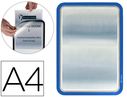 MOLDURA PORTA-ANUNCIO ADESIVA COM FECHO MAGNETICO TARIFOLD DIN A4 EM PVC COR AZUL PACK DE 2 UNIDADES