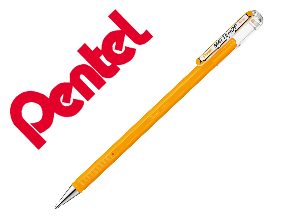 ROLLER GEL PENTEL K110 MATTEHOP COR AMARELO LARANJA PONTA DE 1 MM