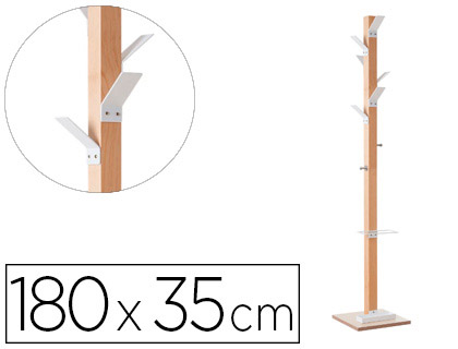CABIDE DE MADEIRA PAPERFLOW FAIA 8 SUPORTES BRANCO ALTURA 180 CM