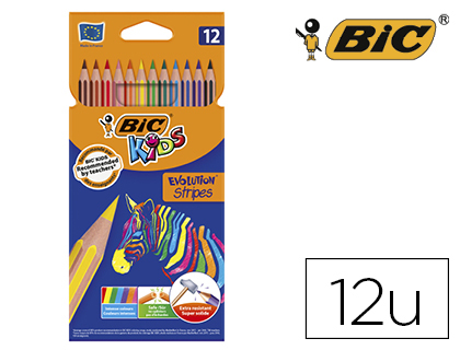 LAPIS DE COR BIC EVOLUTION STRIPES CAIXA DE 12 CORES SORTIDAS
