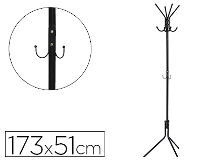 CABIDE METALICO Q-CONNECT PRETO 8 SUPORTES 173X51 CM