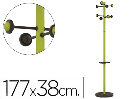 CABIDE METALICO UNILUX ACCUEIL PE 8 SUPORTES COM PORTA GUARDA-CHUVAS E BANDEJA VERDE 177 X 38 CM