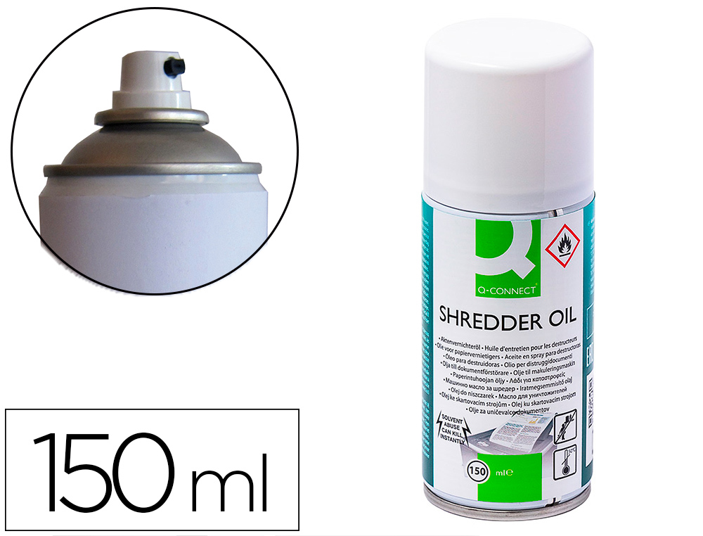 OLEO LUBRIFICANTE Q-CONNECT EM SPRAY PARA DESTRUIDORA DE DOCUMENTOS 150 ML