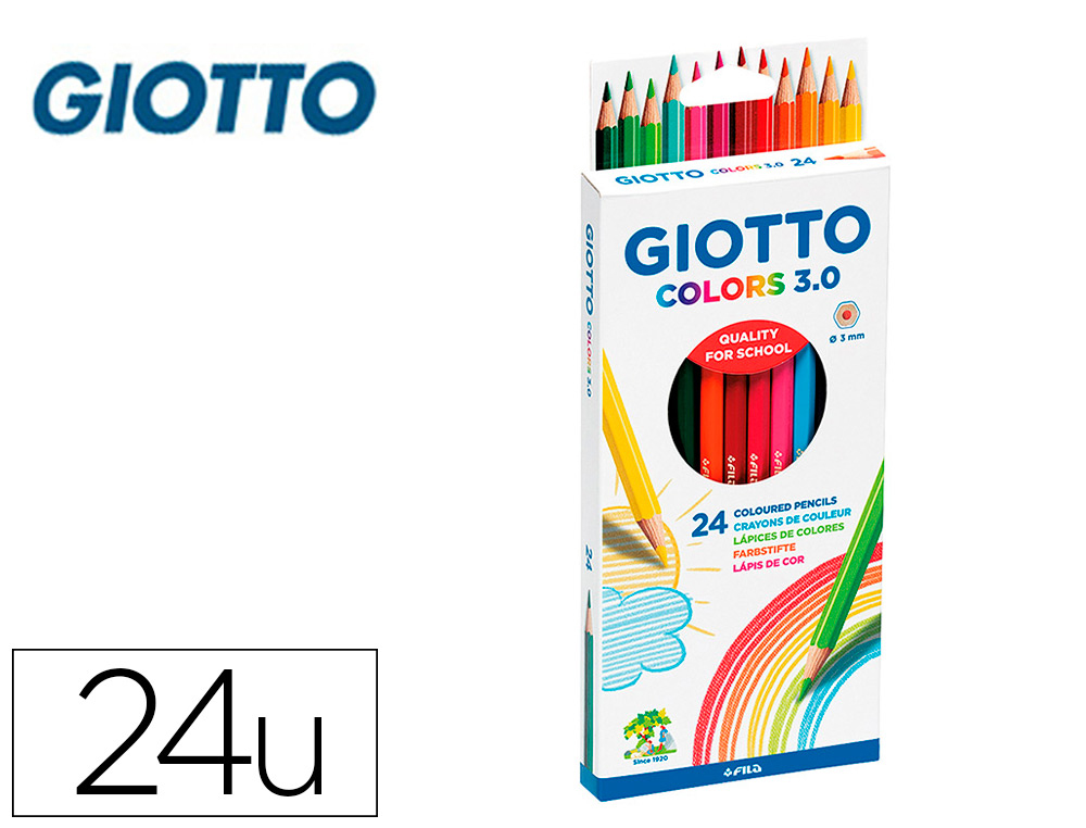 LAPIS DE COR GIOTTO COLORS 3.0 CAIXA DE 24 CORES MINA 3 MM