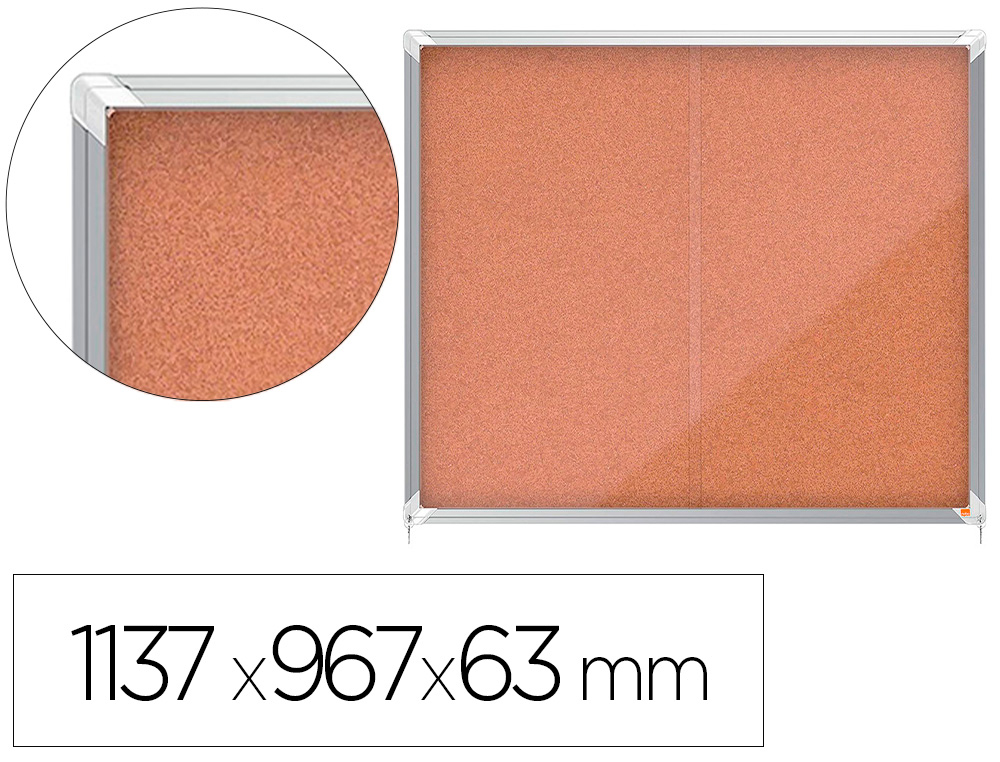 VITRINA DE ANUNCIOS NOBO PREMIUM PLUS CORTIA COM PORTA DE CORRER 15 X DIN A4 1137X967X63 MM