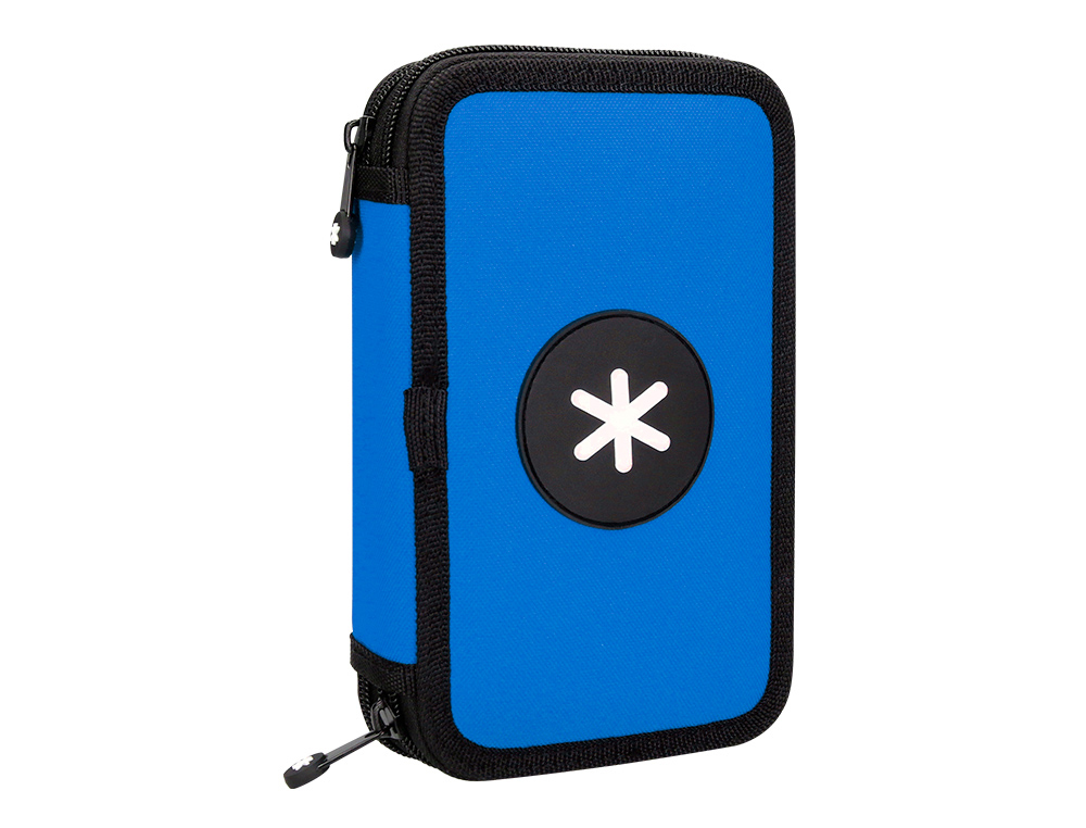ESTOJO ESCOLAR ANTARTIK DUPLO COR AZUL 28 PECAS 200X125X45 MM