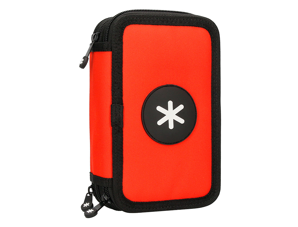 ESTOJO ESCOLAR ANTARTIK TRIPLO COR VERMELHO 36 PECAS 200X125X65 MM