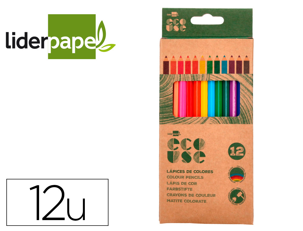LAPIS DE COR LIDERPAPEL ECOUSE CAIXA DE 12 CORES SORTIDAS COM CERTIFICADO FSC