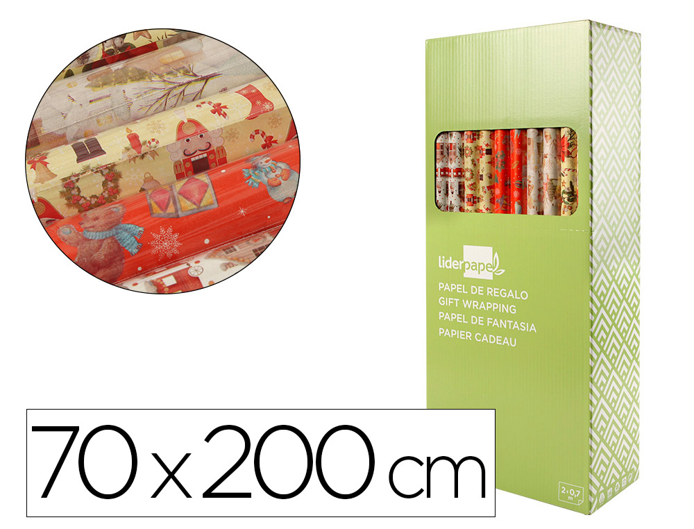 PAPEL FANTASIA LIDERPAPEL NATAL ROLO DE 70 X 200 CM SORTIDO C