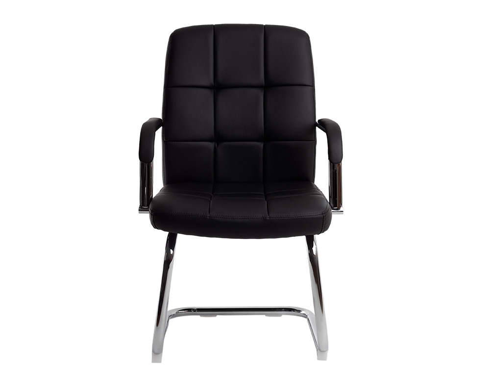CADEIRA DE ESCRITORIO Q-CONNECT PIAVE IMIT DE PELE BASE METAL ALT MAX 1050 MM LARG 610 MM PROF 680 COR PRETO
