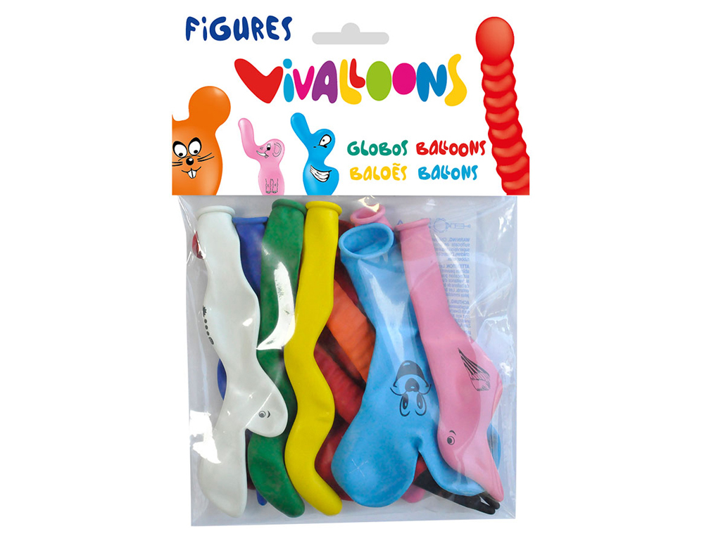 BALAO 100% LATEX BIODEGRADAVEL FORMA FIGURAS CORES SORTIDAS BLISTER DE 10 UNIDADES