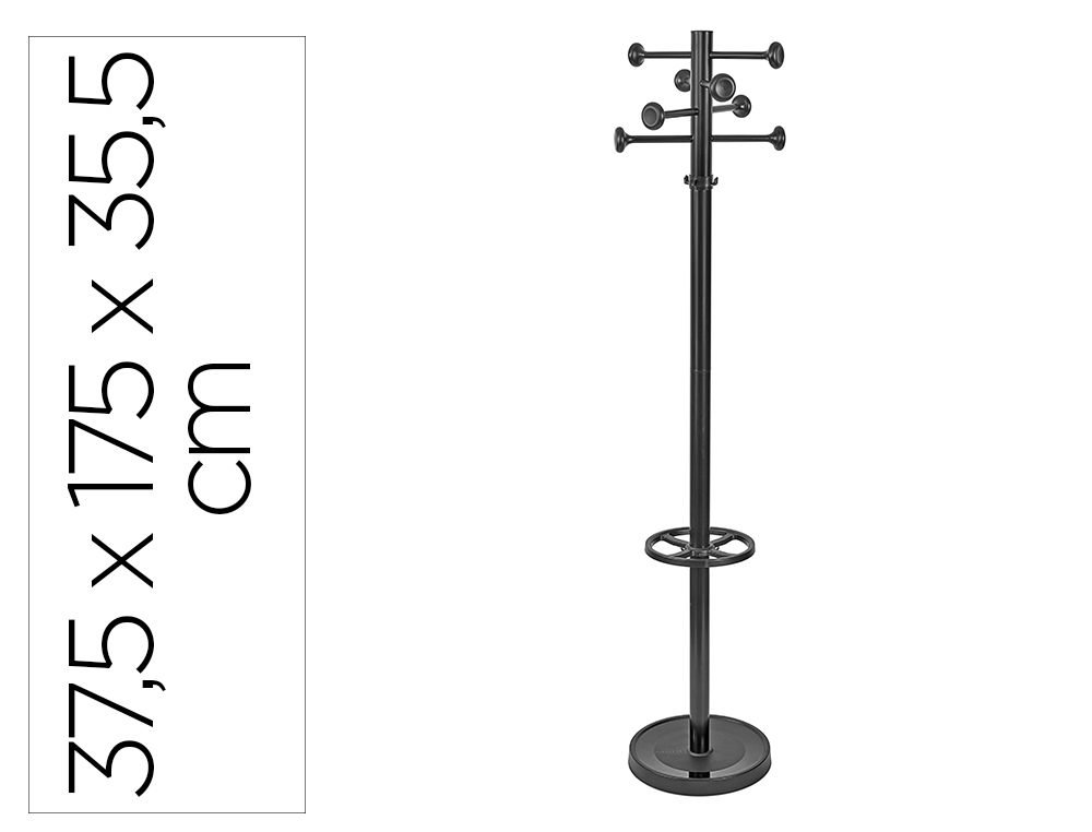 CABIDE METALICO MAUL GRANDO 8 SUPORTES E PORTA GUARDA CHUVAS COR PRETO 375X1750X365 MM