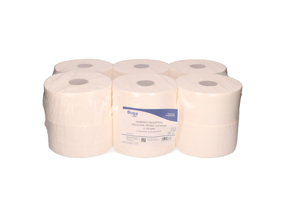 PAPEL HIGIENICO BUNZL GREENSOURCE CELULOSE VIRGEM 2 FOLHAS BOBINE 150 MT PARA DISPENSADOR REF. 39939