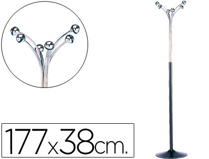 CABIDE COM PE SIE METALICO COM 6 SUPORTE REDONDOS 177 X 38 CM