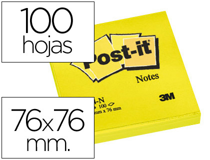 BLOCO DE NOTAS ADESIVAS POST-IT AMARELO 76 X 76 MM