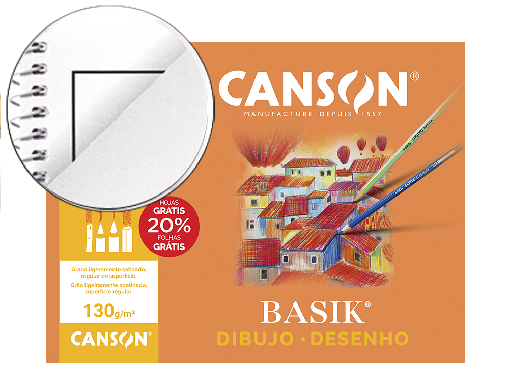 PAPEL DE DESENHO BASIK 210X297 130 GR COM ESQUADRIA EM MINIPACK DE 10 FOLHAS
