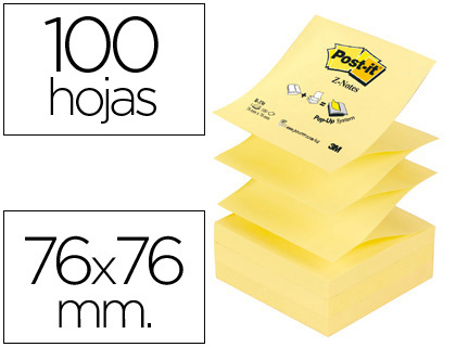 BLOCO DE NOTAS ADESIVAS POST-IT AMARELO. 76 X 76 MM