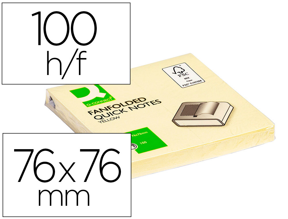 BLOCO DE NOTAS ADESIVAS Q-CONNECT AMARELO 76 X 76 MM ZIG-ZAG