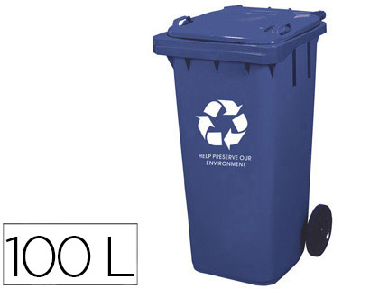 CONTENTOR DE LIXO Q-CONNECT PLASTICO COM 2 RODAS COR AZUL COM CAPACIDADE PARA 100 LITROS