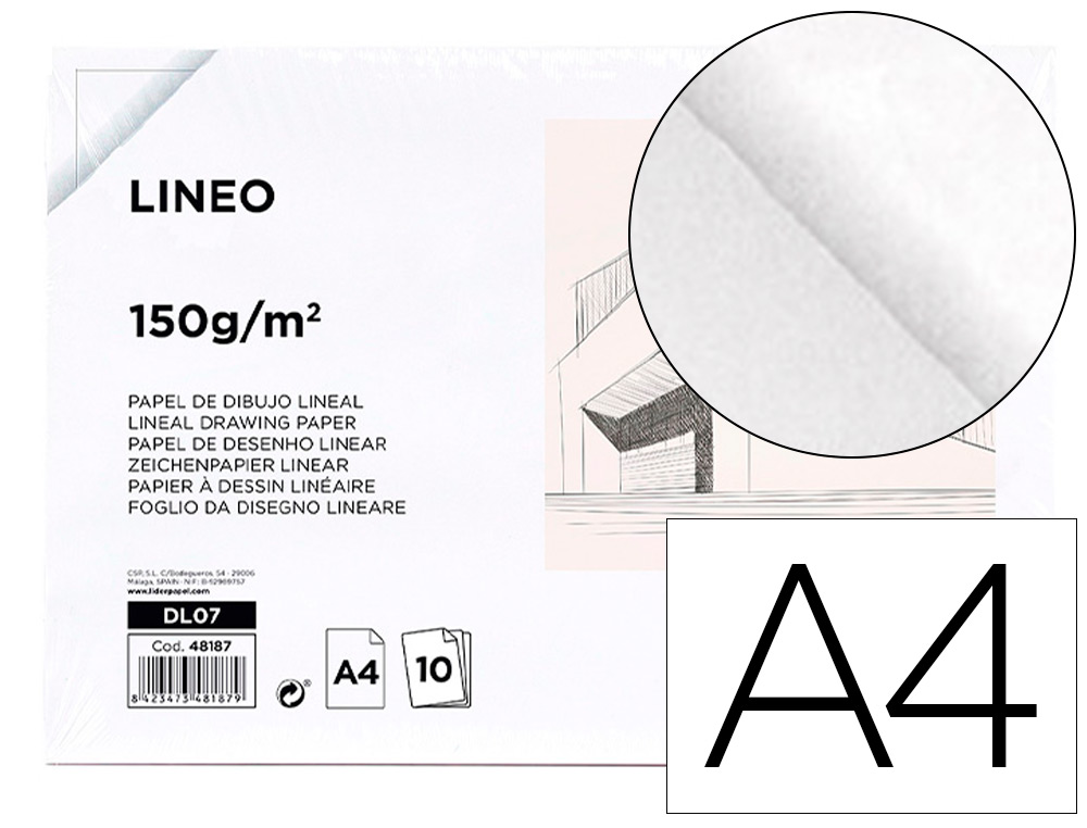 PAPEL DE DESENHO LIDERPAPEL DIN A4 150 GR EMBALAGEM DE 10 FOLHAS