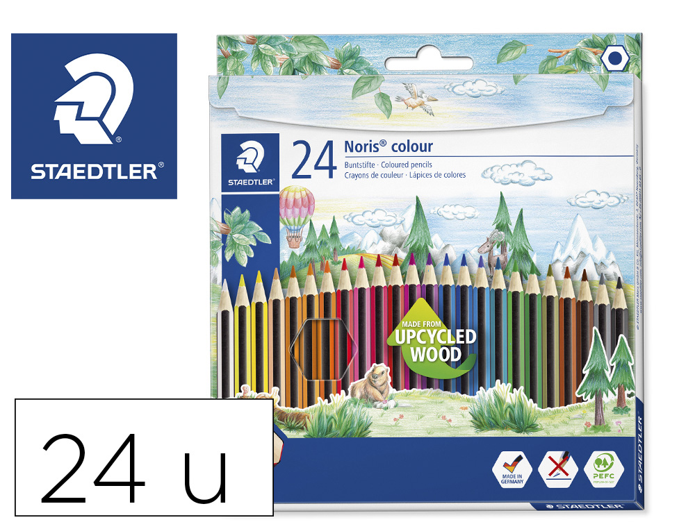 LAPIS DE COR STAEDTLER WOPEX ECOLOGICO 24 CORES EM CAIXA DE CARTAO